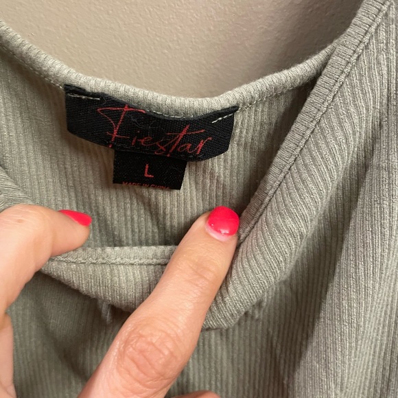 Sage Green Ribbed Midi Dress - Picture 2 of 2